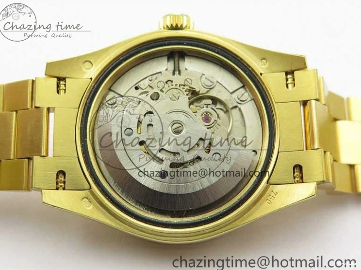 MiroTime 0305 Versatile Daydate 278288 31mm YG EWF Best Edition Green Malachite Dial Crystal Markers on YG President Bracelet ETA 2606